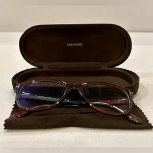 Tom Ford Eyeglass Frames, hard case and dust cloth. Tortoise color